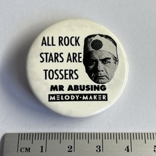 Rare Collectible Pin Badge Melody Maker Music magazine Mr Abusing David Stubbs 