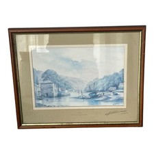 Framed Kerris Maritime Print 'Lerryn' Cornwall Coastal Scene 19 x 16 Inches