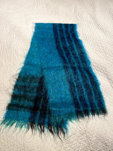 Luxury mohair scarf blue - mohair,