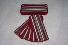 14 Red Striped Open Plan Carpet Stair Treads York Red Pads! 14 Large Pads!