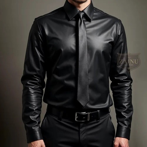 Mens leather shirt - leather,