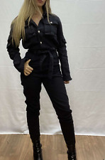 Boohoo Tall Belted Tapered Cargo Denim Boilersuit 