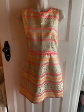 IMMACULATE LADIES GOLD MULTICOLOURED LOUCHE PARTY/SPECIAL OCCASION DRESS SIZE 14