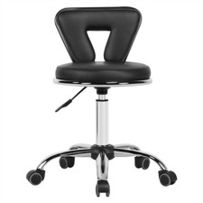 Adjustable Rolling Salon Stool Tattoo Chair Hydraulic Seat with Backrest, Black