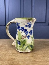 Signed Pottery Jug Floral Jug, Pretty Vintage Botanical Pitcher/jug