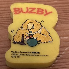 Vintage 1970s Yellow Buzby Character eraser rubber gomme
