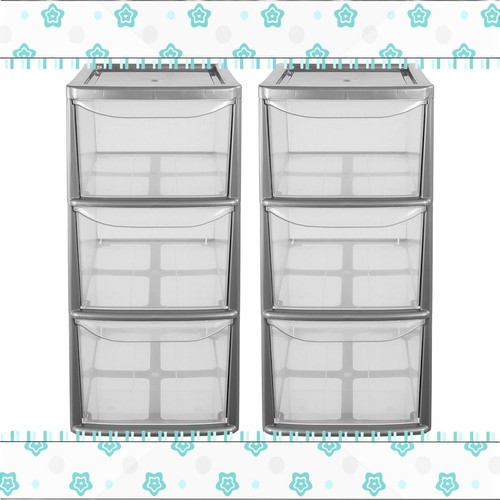 Silver plastic storage tower - silver,