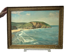 MODERN BRITISH OIL ON CANVAS JOHN L WHEATLEY 1951 AMY'S COVE PORTREATH CORNWALL