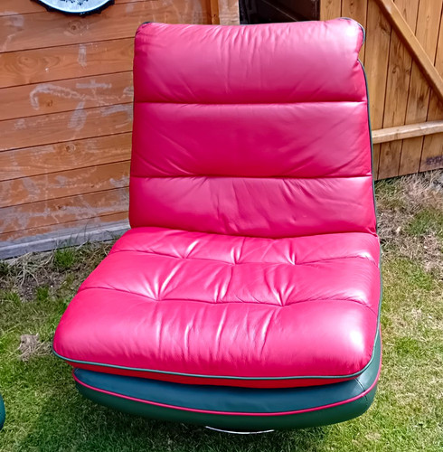 Red green leather - red, swivel