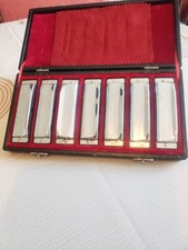 Set Of 7 Swan 24 Hole Harmonicas