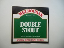 MINT MELBOURNS STAMFORD DOUBLE STOUT 9 2/3 fl oz BREWERY BEER  BOTTLE LABEL