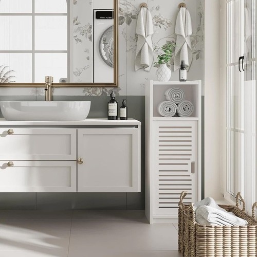 Bathroom floor storage cabinet - floor,