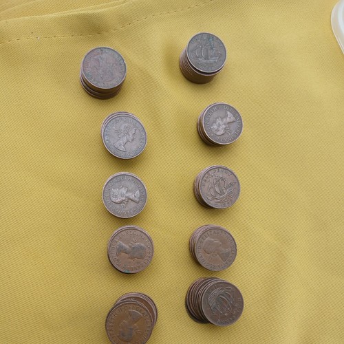 100 half pennies coins old - coins,