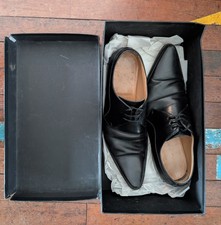 Mens Dolce & Gabbana Zanzara Derby Black Leather Shoes EU43 UK9.5 Same Day Post