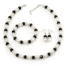 White Imitation Pearl & Black