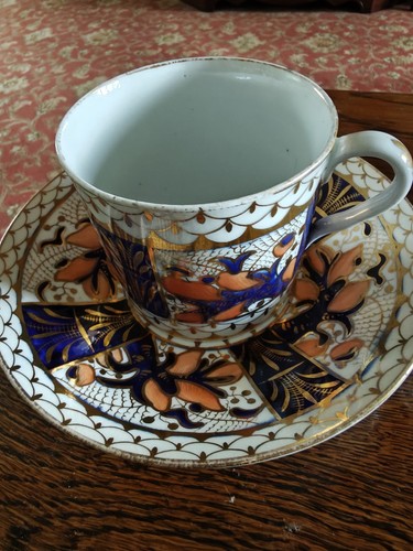 Vintage coffee can and saucer - and,