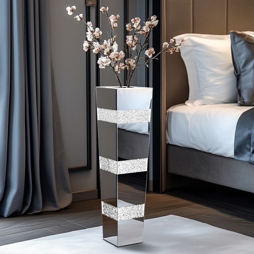 Tall crushed diamond vase - crushed,