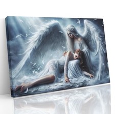 Fantasy Protecting Angel Watching Over Canvas Print Wall Art Painting Picture