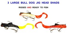 3 LARGE 105g BULLDOG PIKE LURES SEA COARSE FISHING SOFT BAIT JIG HEAD SHAD PLUGS