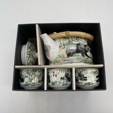 Pretty Chinese Boxed Bamboo Panda Teaset Teapot & 6 Tea Cups