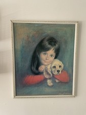 Vintage Mid Century Iconic Louis Shabner Puppy Love Framed Print 