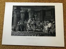 victorian steel engraving - pastime in ancient egypt 