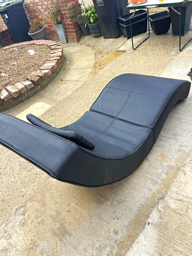 Black faux leather chaise - black,