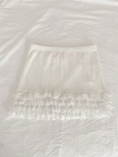 sugar thrillz dollskill white pointelle lace ruffle mini skirt coquette Y2K ♡