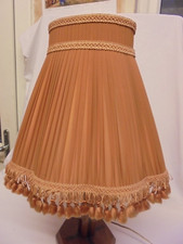 Vintage Pink Chiffon Pleated Lamp Shade Lined With Tassels