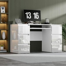 High Gloss 6 Drawers Dressing Table White Study Home Office Makeup Computer Desk