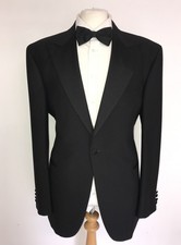 AQUASCUTUM -Mens BLACK WOOL DINNER SUIT - 40 Long - W32 L33 - Classic Fit TUXEDO