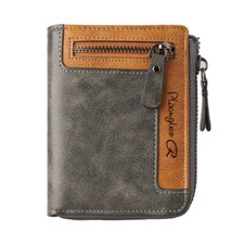 Men's Retro Zipper Short Leather Wallet - Multifunctional Pocket Bifold - Lar