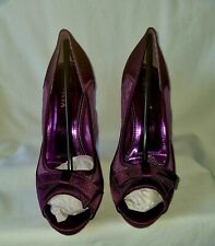 Krasceva Dark Purple Satin Peep Toe Shoes  Satin Bow  UK  4 / EU 37