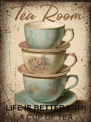 Vintage tea room metal wall - room,