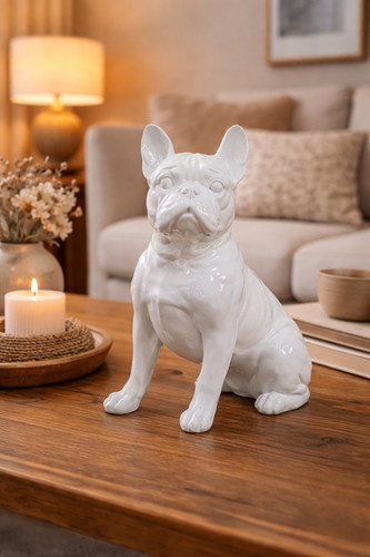 White french bulldog ornament - white,
