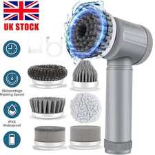 6 In1 Rechargeable Electric Cordless Cleaning Brush Spin Scrubber Turbo Scrub UK