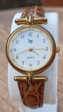 Lip Ladies watch - Gold Plated -Brown Leather Strap - all works see video