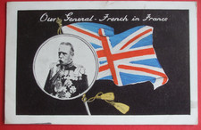 WW1 Patriotic P/C BRITISH FLAG UNION JACK OUR GENERAL FRENCH IN FRANCE