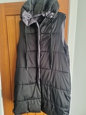 ZARA COAT GILET REVERSIBLE BLACK GREY HOODED ZIPPED BODY WARMER UK XL 18 20