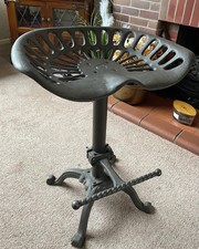 Tractor Bar Stool Adjustable Seat Vintage Industrial Style Cast Iron