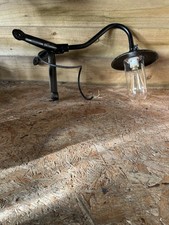 Vintage Swan neck light fitting   Corner Lamp  Iron Shade glass tube yard lamp. 