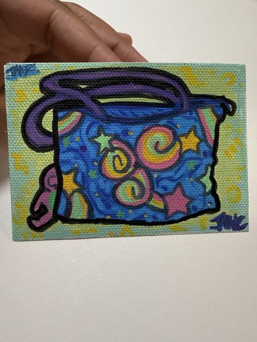Aceo original painting barney - aceo,
