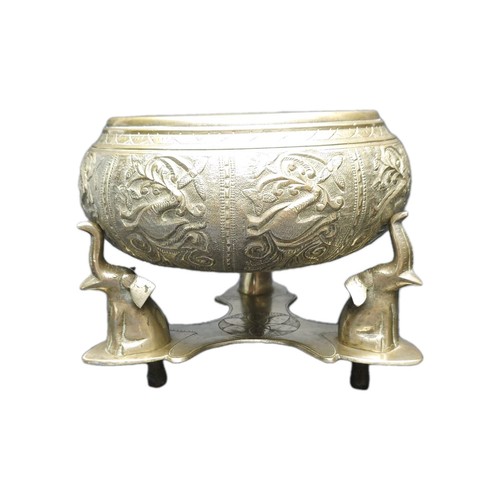Vintage ornate brass bowl - vintage,