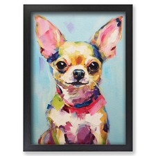 Framed Chihuahua Gestural Art Wall Art Canvas Print Poster Picture, Home Decor