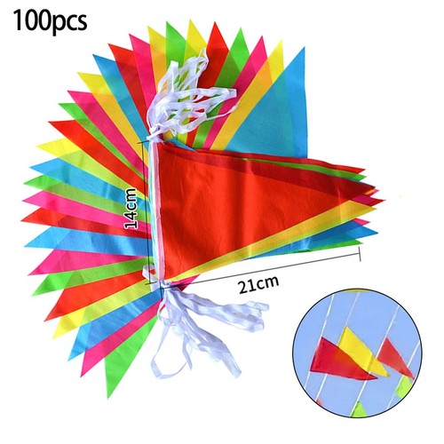 50m multi coloured 100 flags - ,