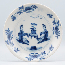 Chinese Porcelain Saucer Blue Romance of Western Kangxi Marks Qing 18th Century