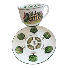 St Michael Herb Garden Large Cup & Saucer Fine Bone China Vintage - Preloved GC