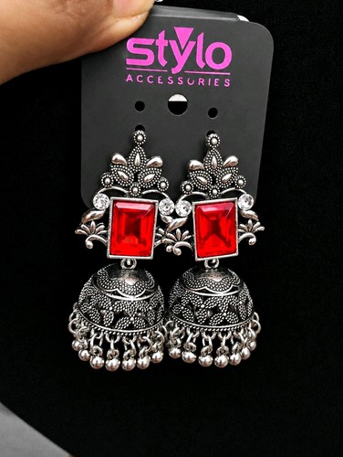 Silver tone ethnic jhumka - ethnic,