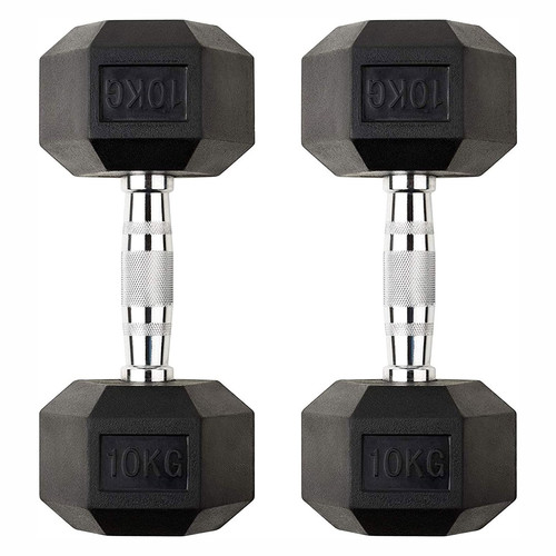 Hex dumbbells cast iron - iron, rubber