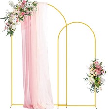 Set of 2 Wokceer Wedding Arch Backdrop Stand 7.2FT, 6FT Gold Metal Baby Shower